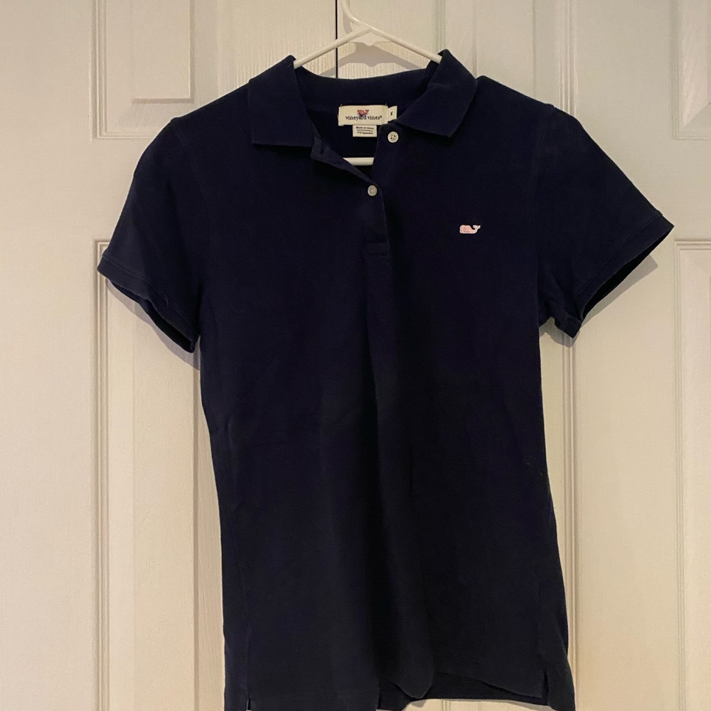 Vineyard Vines Dark Blue Polo with Whale Logo